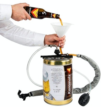 Filling a compatible 5 litre beer keg for mobile beverage service