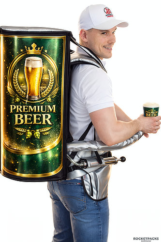 Professional backpack beer dispenser with a stainless steel tank for mobile beverage catering