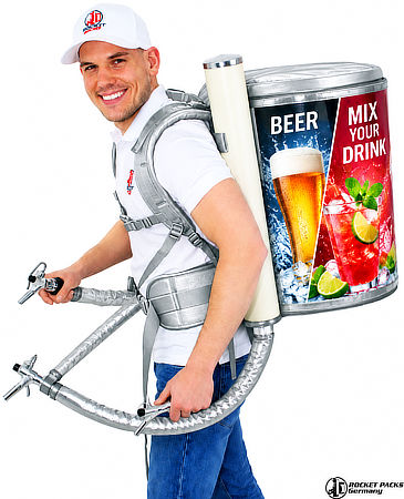 Beer backpack 2 x 15 L mobile beverage dispenser with dual tanks
