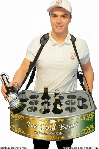 Beer vendor tray for mobile bottle sales at festivals and events