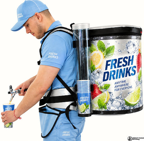 15-liter beverage backpack dispenser for mobile drink service