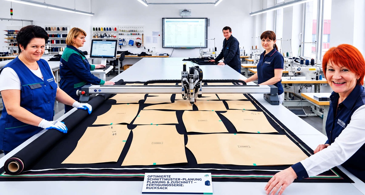 Computerized fabric cutting and pattern preparation for backpack manufacturing