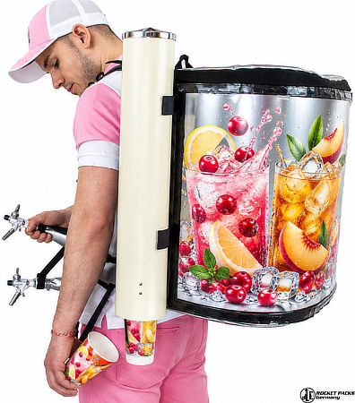 Coffee backpack system with alternative beverage branding for mobile service