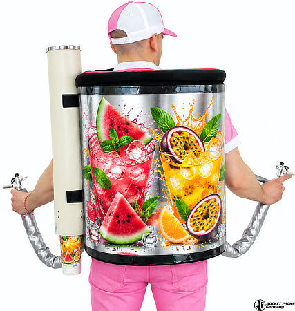 Coffee Backpack system adapted for a branded fruit drink promotion