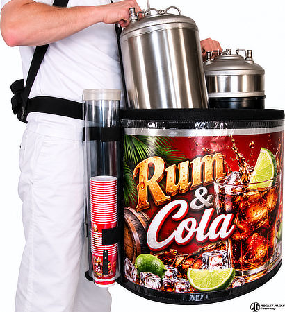 Coffee Backpack system shown with an alternative mixed drink configuration