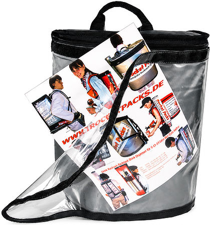 Drink-Pack 5 L beverage backpack with replaceable advertising insert