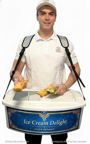 Ice cream vendor tray for mobile sales at festivals and events