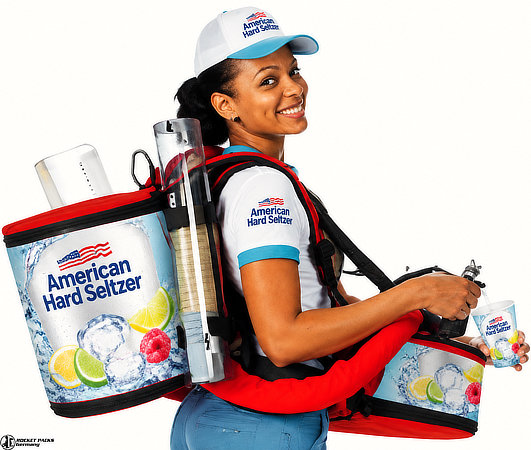 Mobile beverage promotion backpack used for event service and direct drink sampling
