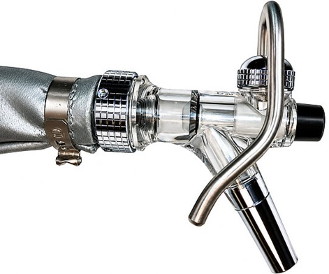 Chrome premium dispensing tap with serving hose for Rocketpacks Pro 11L beverage backpack