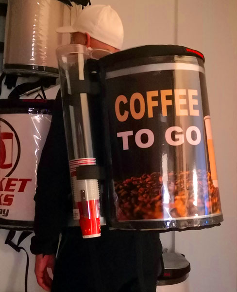 backpack for coffee display