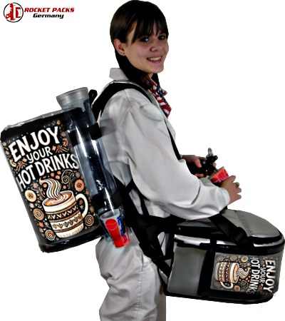 �� "Futuristic Event Drink Consumption Revolution: Warm Beverage Rocketpacks Take Center Stage. These innovative rocketpacks ensure efficient and stylish serving of hot drinks at any event, enhancing both guest experience and catering convenience with cutting-edge technology.